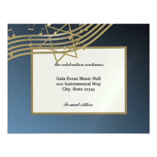 Music Bar Mitzvah/ Reception Card Custom Invitation