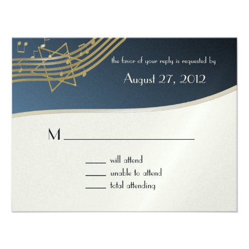 Music Bar Mitzvah Response Card Custom Invites (front side)