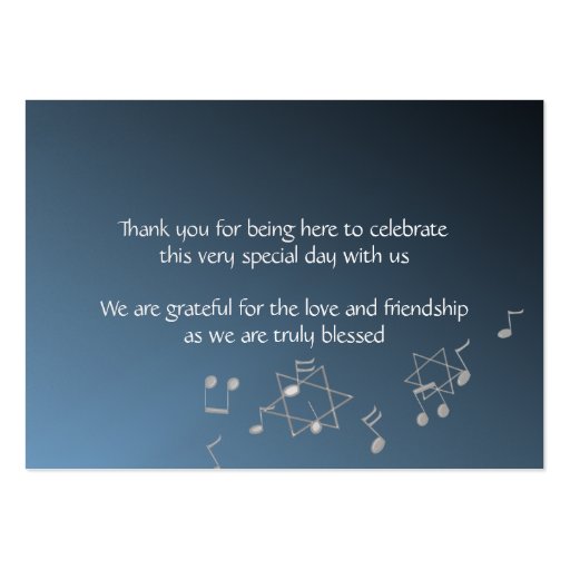 Music Bar Mitzvah Seating Card Business Cards (back side)