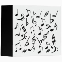 Music Binder - White With Black Musical Notes