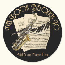 Music Bookplate Round Stickers