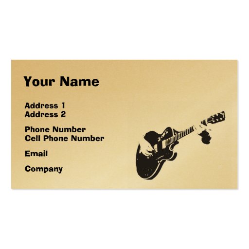Music Business Card - Black Guitar