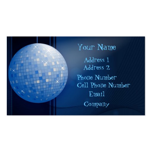 Music Business Card - Blue Disco Ball