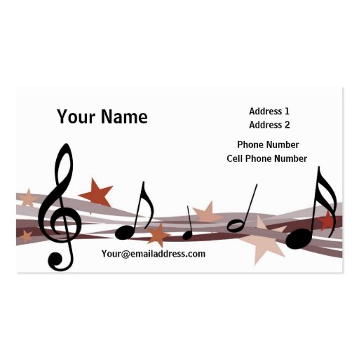 Music Business Card - Brown Music Notes