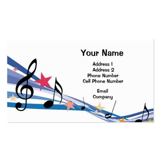 Music Business Card - Colored Notes (front side)