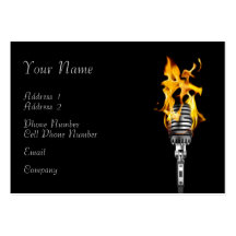 Music Business Card - Flaming Microphone
