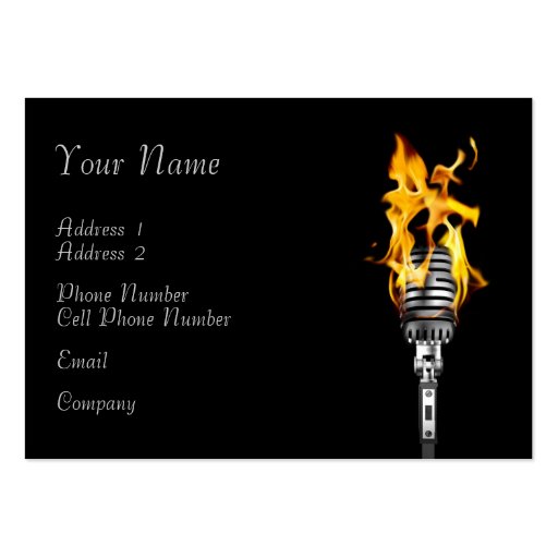 Music Business Card - Flaming Microphone (front side)