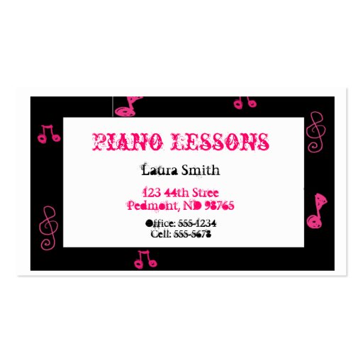 music, business card, funky, fun, pink and black