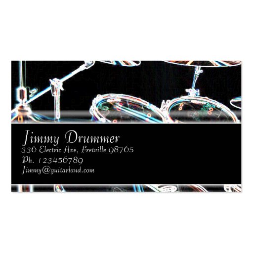 Music Business Card - Glowing Drum Kit (front side)