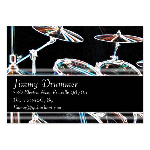 Music Business Card - Glowing Drum Kit (front side)