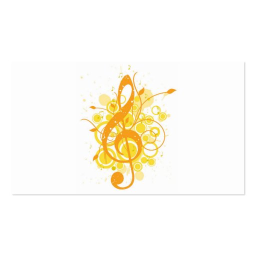 Music Business Card - Orange Musical Notes (back side)