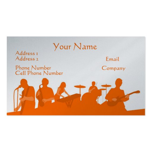 Music Business Card - Orange Rock Band (front side)