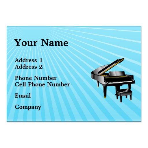 Music Business Card - Piano - Blue