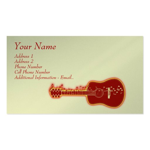 Music Business Card - Red Guitar