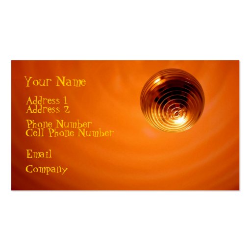 Music Business Cards - Orange Disco Ball (front side)