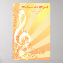 Music Clef Bat Mitzvah Sign-In Poster