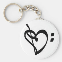 Music Clef Heart Keychain