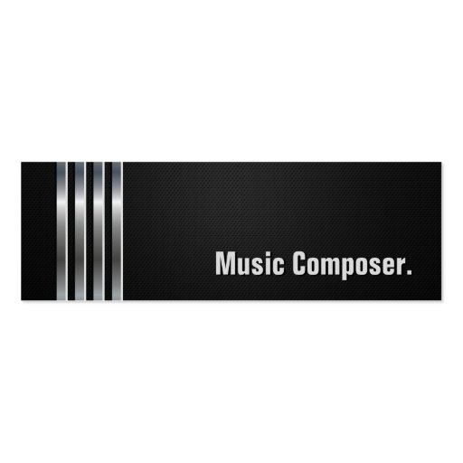 Music Composer - Black Silver Stripes Business Card (front side)