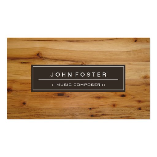 Music Composer - Border Wood Grain Business Cards (front side)