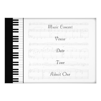 Music Concert Admission Ticket With Piano Keyboard Theme
