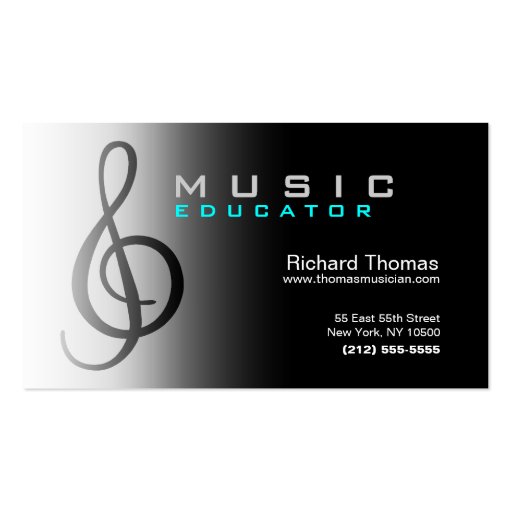 Music Educator Business Card Chrome (front side)