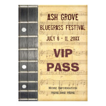 Music Festival Pass Banjo Bluegrass Theme Announcement at Zazzle