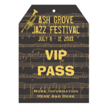 Music Festival Pass Golden Trumpet (Tag Style) Personalized  Invitations at Zazzle