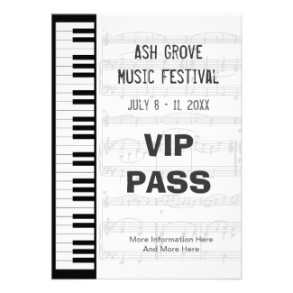 Music Festival VIP Pass with a Piano Keyboard Theme