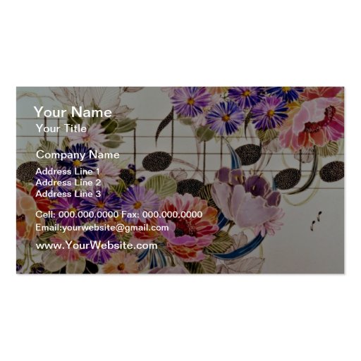 Music field Yellow flowers Business Card Templates (front side)