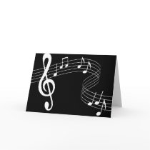 Music Flows White on Black Greeting Card