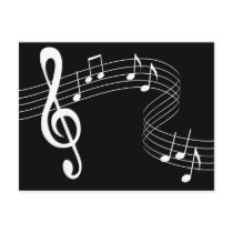 Music Flows White on Black  Postcard