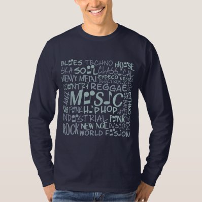 Music Genres Word Collage shirts & jackets