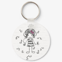 Music Girl Key Ring keychains by littleamylee Music Girl Key Ring keychains