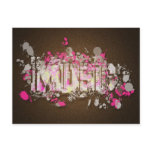 Music graffiti style sign magenta brown postcards