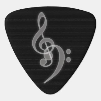 Music Guitar Pick - Treble and Bass Clef