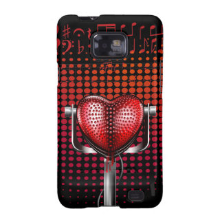 Music Heart Vintage Michrophone Samsung S2 Case Galaxy Sii Case