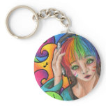 Music + Imagination- Rainbow Hair Girl keychains