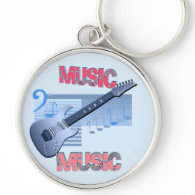 Music in 3D with guitar premium keychain