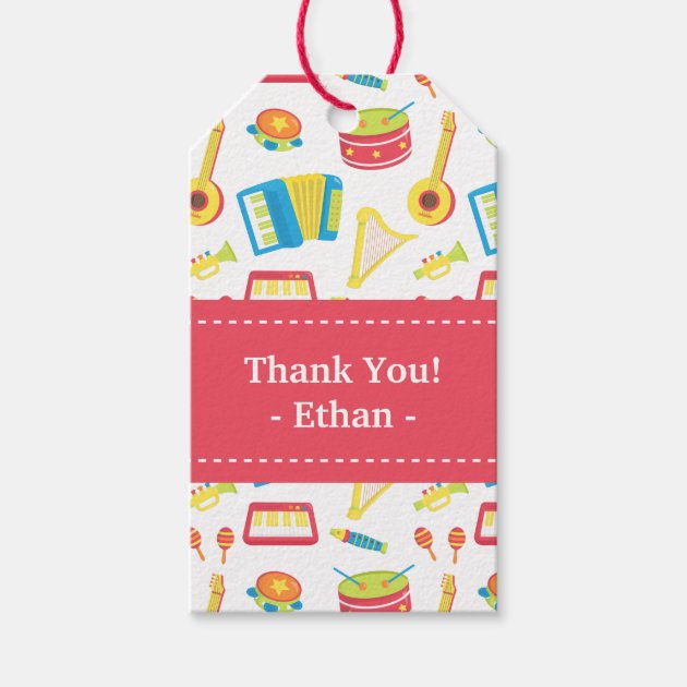 Music Instruments Thank You Birthday Party Tags Pack Of Gift Tags-1