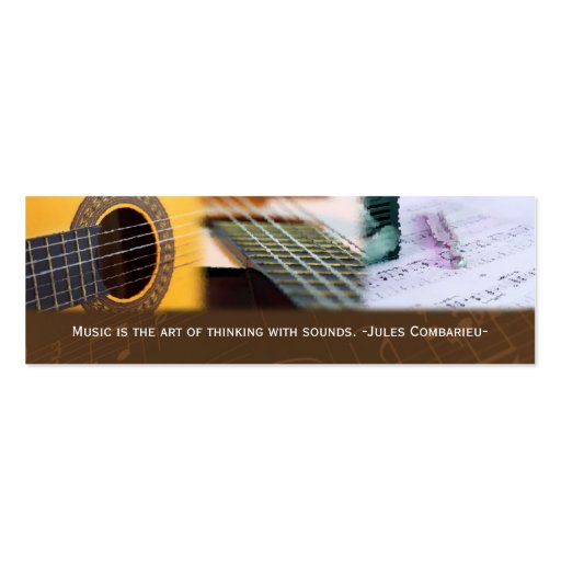 Music is thinking with sound Guitar Bookmark Business Card Template (front side)