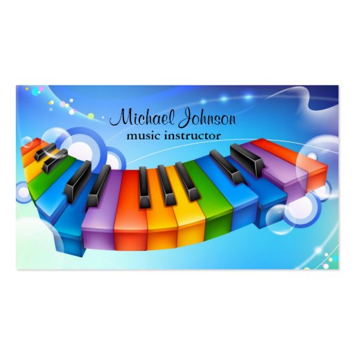 Music Lesson Instructor Business Card Templates (front side)