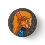 Music Lover (Headphones Girl) Button buttons