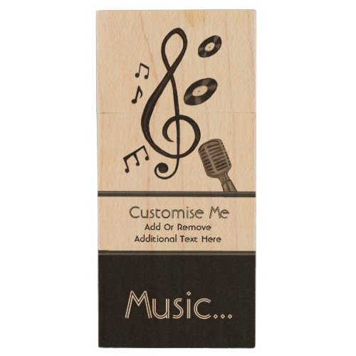 Music Lover Wood USB 2.0 Flash Drive