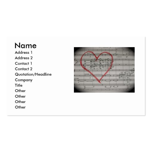 Music Lovers business card (front side)