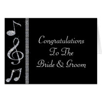 Music Lovers Diamond Shimmer On Black Wedding Greeting Card