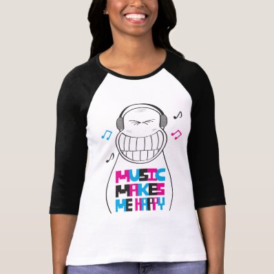 Music Makes Me Happy Black Tees