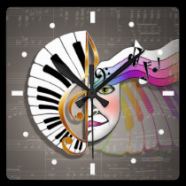 MUSIC MASK PIANO KEYBOARD WALL CLOCK wall clocks
