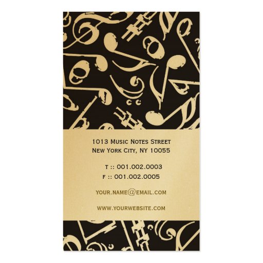 Music Musical Notes Pattern Artist Singing Song Business Card (back side)