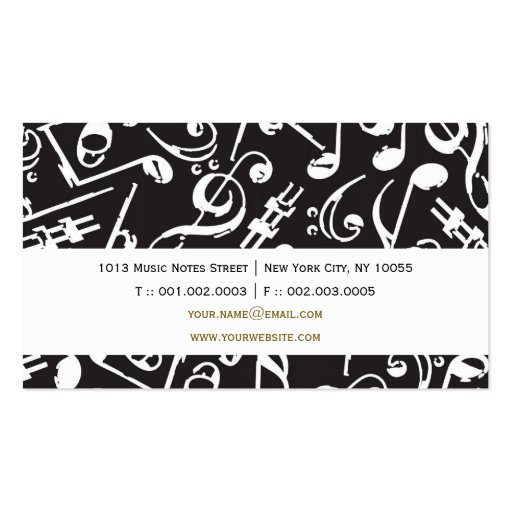 Music Musical Notes Pattern Artist Singing Song Business Cards (back side)