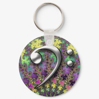 Music Musical Silver Bass Clef on Colorful Fractal